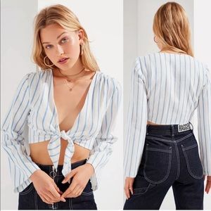 Urban Outfitters Tie Front Striped Crop Top NWT